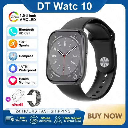 2025New For Apple DT Watch 10 Smart Watch Men HD AMOLED 32GB Memory Music 3D Surround Bluetooth Call Waterproof Smartwatch Woman