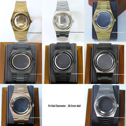 For NH35 Movement  PRX Super Player Sapphire Glass Stainless Steel Watch Case Band Fit for 28.5mm DIal Waterproof Modification