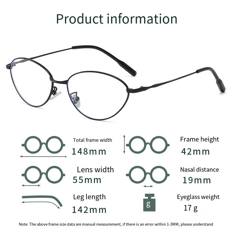New Fashion Glasses Frame Men Women Ultralight Ellipse Metal Frame Anti Blue Light Transparent Lens Optical Eyeglasses
