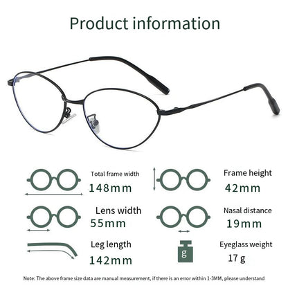 New Fashion Glasses Frame Men Women Ultralight Ellipse Metal Frame Anti Blue Light Transparent Lens Optical Eyeglasses