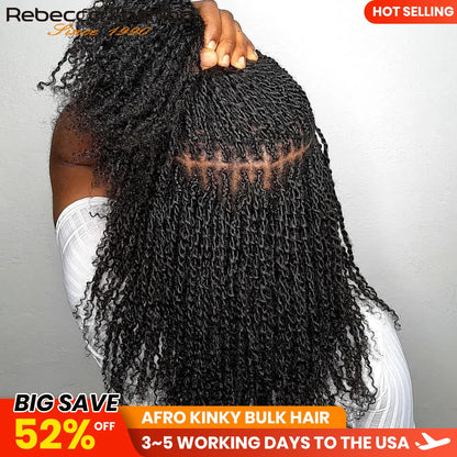 Soft and Lightweight Afro Kinky Bulk Hair 100% Human Hair with Natural Texture, Comfortable & Long-Lasting Use 16A Virgin Hair