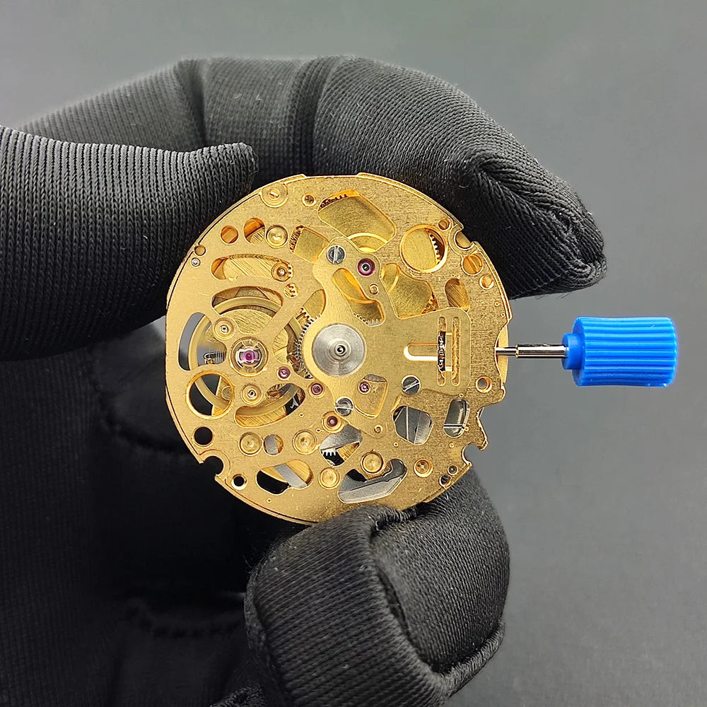 NH71 movement Golden skeletonized mechanical Automatic movement 24 Jewels High-precisiontimekeeping 3 hands NH71A watch movement