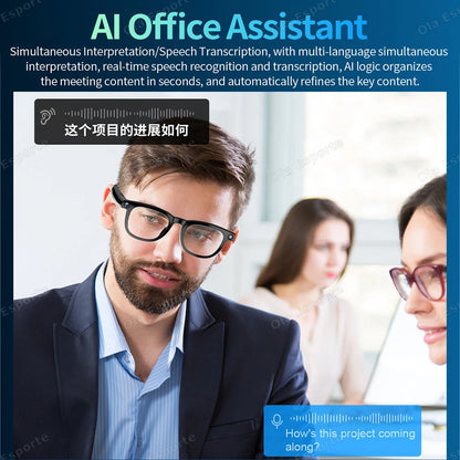New Smart Glasses AI Translation Bluetooth Call 1080P HD Camera Music Headphones Outdoor Sports Fashion Sunglasses For Men Women