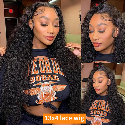 100% Human Hair 13x6 HD Deep Wave Lace Frontal Wigs 13x4 Water Curly 5x5 Glueless Lace Front Wig 30 40 Inch Kinky Closure WearGo