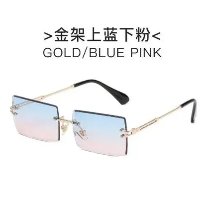 Unisex Small Rimless Sunglasses Man Woman Fashion Gradient Sun Glasses Eyewear Vintage Luxury Brand Designer Traveling Shades