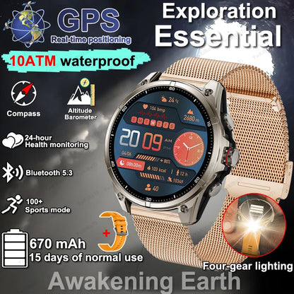 2025 New Premium GPS Smart Watches Outdoor Altimeter Barometer AMOLED Screen Built-in GPS Compass Military Sports Smartwatch Men
