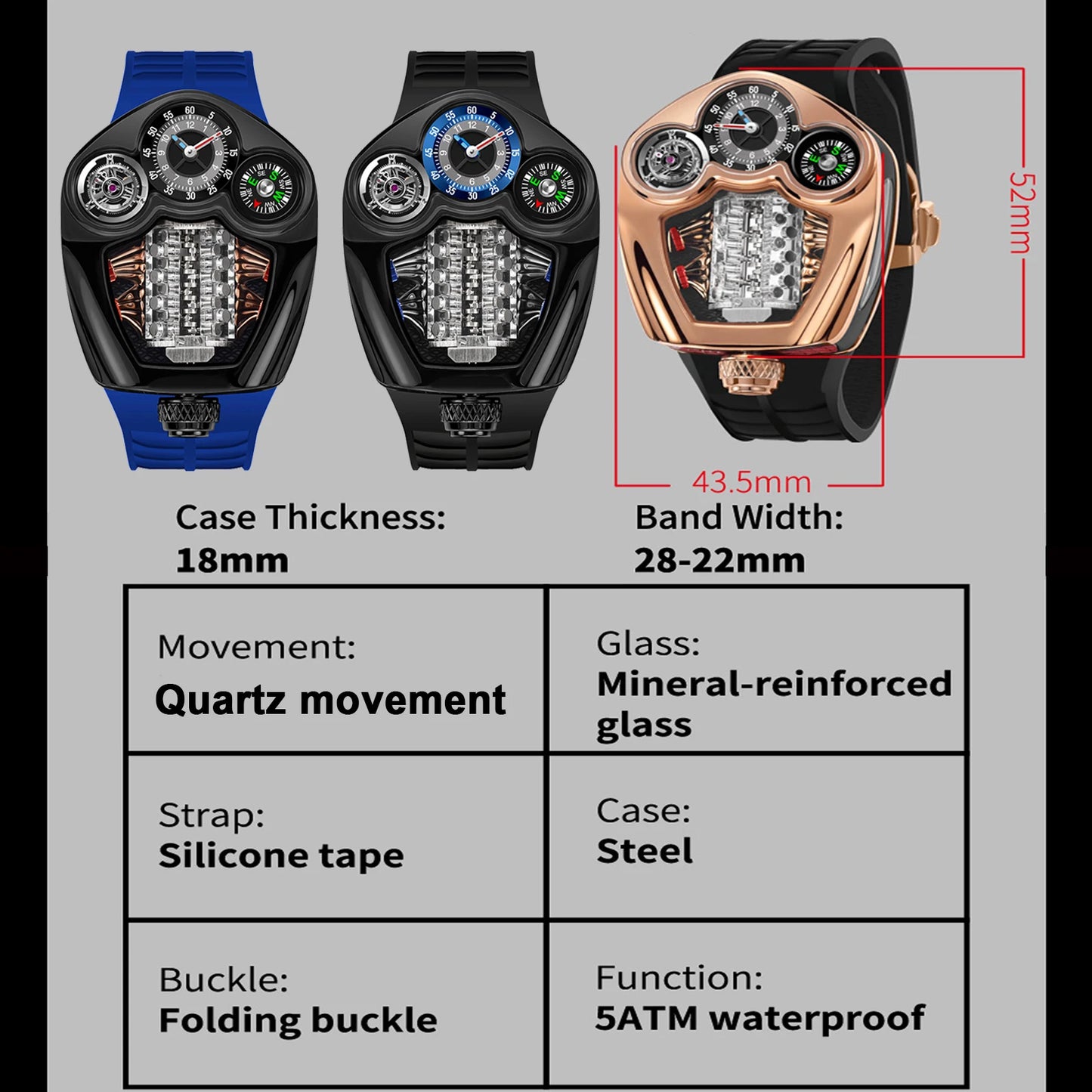 NEW PINDU Design Engine Series Quartz Watch Men TOP-luxurious Stainless steel Compass Waterproof Swiss quartz 762 movement watch