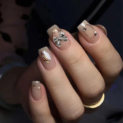 10 pcs Silver Alloy Ribbon Butterfly Nail Art Charm 3D  Metal  Bowtie Nails Art Decoration Jewelry Manicure Accessories Supplies