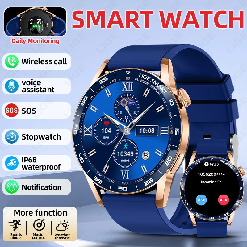 LIGE Men Fashion HD Screen Outdoor Sports Fitness Heart Rate Smartwatch 2025 New Bluetooth Call Waterproof Smart Watch Women