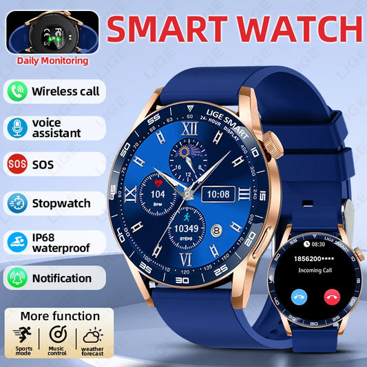 LIGE Men Fashion HD Screen Outdoor Sports Fitness Heart Rate Smartwatch 2025 New Bluetooth Call Waterproof Smart Watch Women