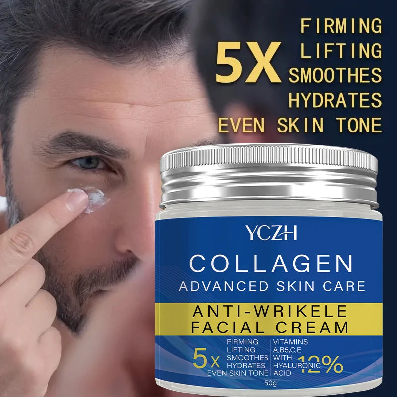 Retinol Collagen Moisturizing Cream - Contains Hyaluronic Acid - Caffeine - Vitamin C and E - Firming and Lifting Skincare - 5X Smoother - 5X Firmer - 12X Brighter Skin - Non-Greasy Formula - 50g