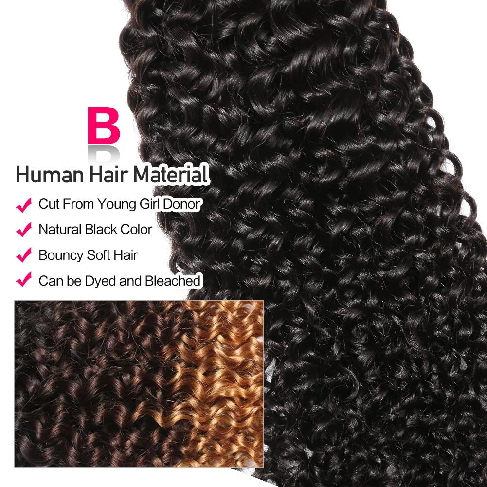 Kinky Curly Human Hair Bundles Deal 100% Unprocessed Brazilian Deep Curly Hair Weave Soft Remy Hair Extensions Tissage Natural