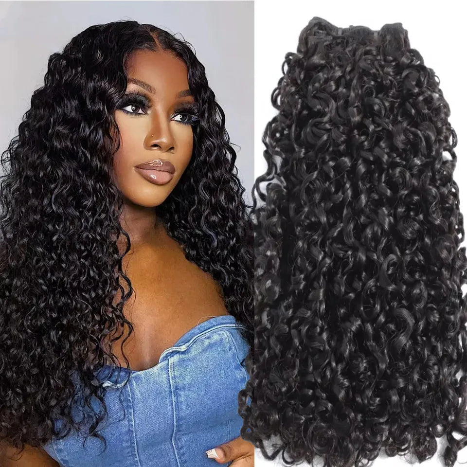 Mongolian Pixie Curly Human Hair Bundles Raw Vietnamese Unprocessed Burmese Hair Bundle Virgin 15A Double Drawn Weave Extensions