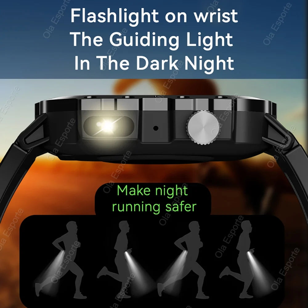 New Military GPS Smart Watch Men Flashlight Waterproof Outdoor Sport Tracker Bluetooth Call Smartwatch Man Women For Android IOS