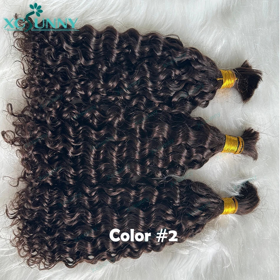 Bulk Human Hair No Weft For Braiding Curly Deep Wave Full Ends Extensions 3pcs/5pcs Bulk Hair Bundles Wholesale For Boho Braids