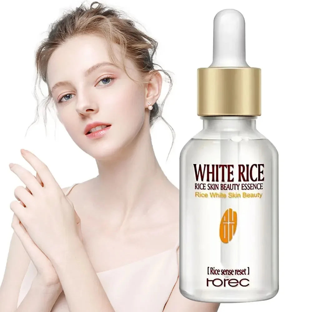 White Rice Face Serum Shrink Pores Moisturizing Elastic Skin Cream Smooth Wrinkles Younger for Glowing Skin Firm Care Essence