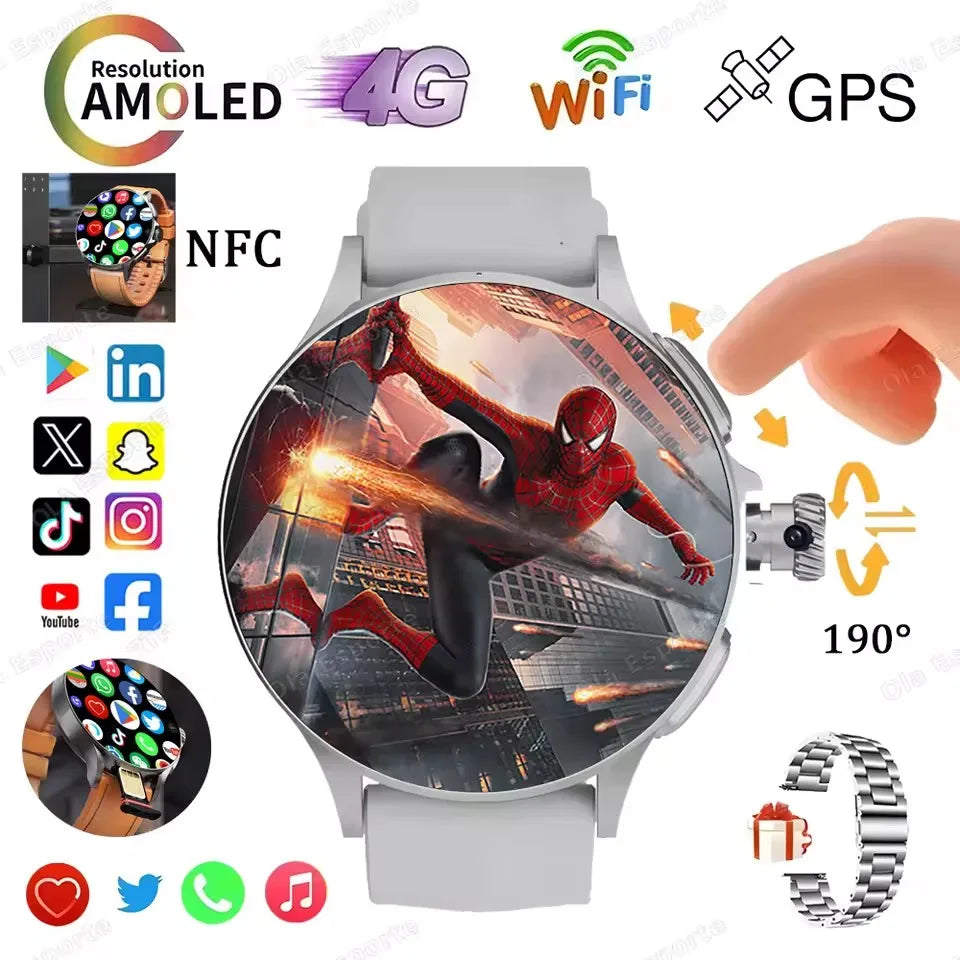 2025 New GT200 Smart Watch Men Women AMOLED Display 4G+32G GPS HD Camera Video Call NFC 4G SIM Card Smartwatch For Android IOS