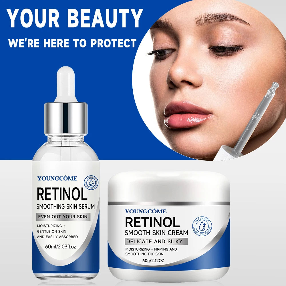 Retinol Cream Serum Combo Set Remove Wrinkle Firming Lifting Whitening Brightening Moisturizing Hyalronic Acid Facial Skin Care