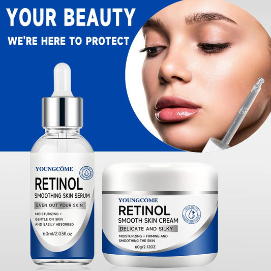 Retinol Cream Serum Combo Set Remove Wrinkle Firming Lifting Whitening Brightening Moisturizing Hyalronic Acid Facial Skin Care