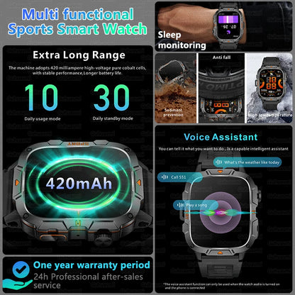 2025 New For Xiaomi Military Bluetooth Call Smart Watch Men 1.96" AMOLED Screen 5ATM Waterproof GPS Outdoor Sports Smartwatches
