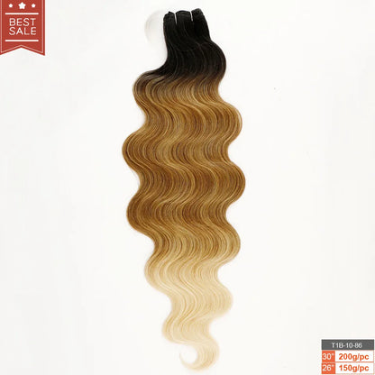 Magicae Blond 27/613 Highlight Ombre Brown High Temperature Synthetic Body Wave Ponytail 30Inch 200g Hair Extensions Wavy Bundle