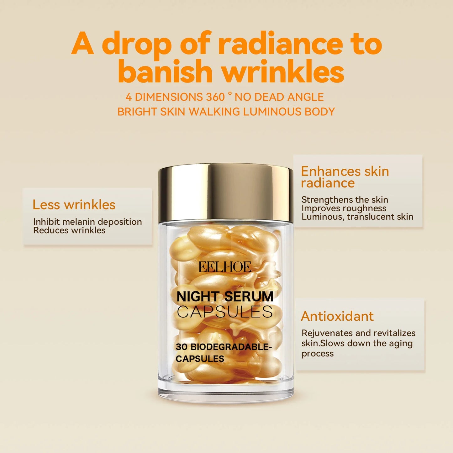 Vitamin C Facial Capsule Serum Moisturizing Anti Aging Wrinkle Removal Dark Spots Repair Acne Skin Rejuvenation Essence Capsules