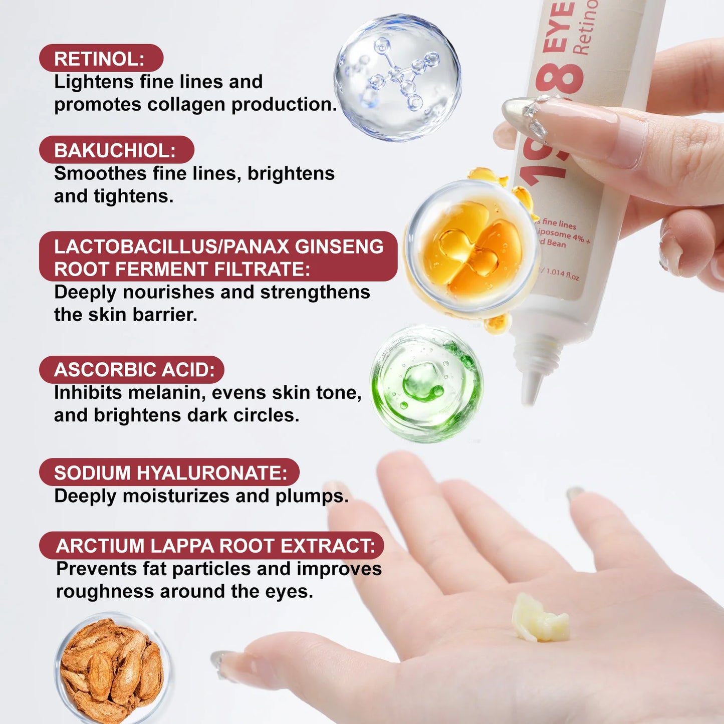 30ML Retinol Eye Cream Reduces Fine Lines And Dark Circles Brightens Skin Around Eyes Deeply Moisturizes Firming Eye Cream