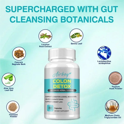 Colon Detox - Supports Digestive Health, Promotes Colon Cleansing and Detoxification, Relieves Constipation, and Provides Energy