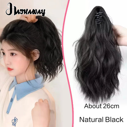 14 Inch Wavy Long Curly Hair Strap-type Pear Flower Curly Wig Ponytail Female Synthetic Fluffy Natural Shopping Commuting Wear