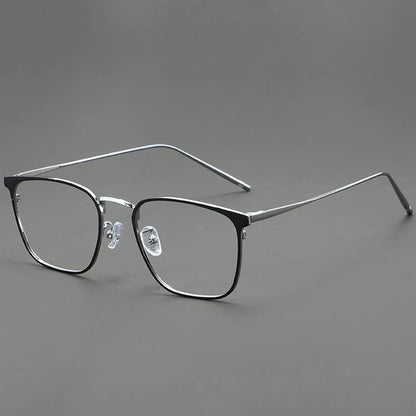 UVLAIK Simple Glasses Frame Men Ultralight Metal Square Anti Blue Light Transparent Lens High Quality Eyeglasses