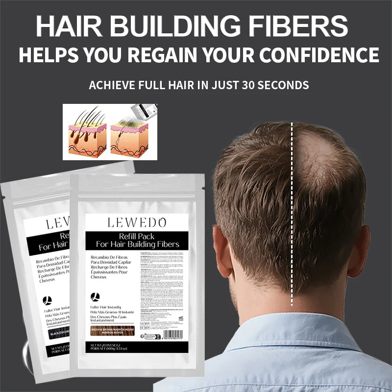 Hair Fiber 100g Keratin Hair Fiber Thickening powder Hair Building Fibers Powder Hair Loss Instant Regrowth Powder Refill Bag