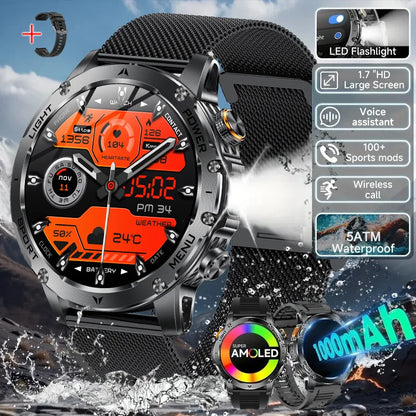 2025 New Outdoor Sports Military 1000mAh Battery Smart Watch Men GPS NFC 5ATM Waterproof Swim AMOLED Bluetooth Call Smartwatch