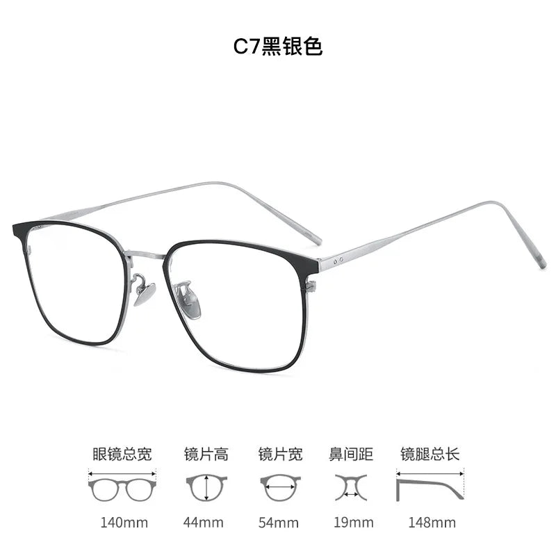 54-19 Ultra-light Rectangular Pure Titanium Glasses Frame Myopia Men Business Full Frame retro Anti-blue Light Reading Glasses