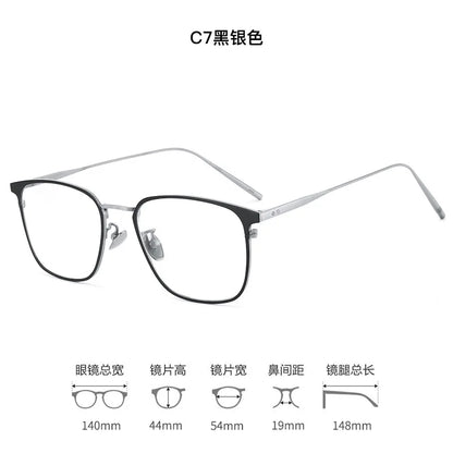 54-19 Ultra-light Rectangular Pure Titanium Glasses Frame Myopia Men Business Full Frame retro Anti-blue Light Reading Glasses