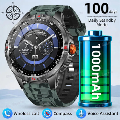 T-Rex 3 Military 1000mAh Battery Smart Watch 10ATM Waterproof GPS Track Compassr Bluetooth Call AMOLED Men Swim Sport Smartwatch