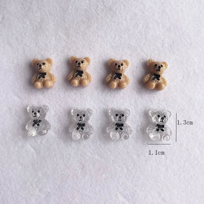 Nail Art Cute Bear Jewelry Metal Frosted Three-Dimensional Candy 3D Cartoon Crown Bear White Cute Nail Charms 네일파츠