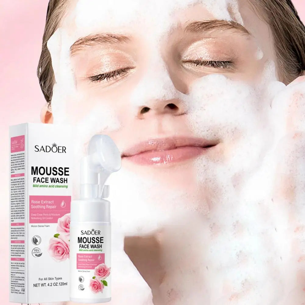 SADOER Amino Acid Facial Cleanser Mousse - Gentle Foam Wash for Sensitive Skin Hydrating & Soothing PH Balanced (150ml)