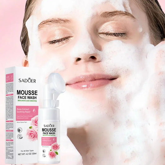 SADOER Amino Acid Facial Cleanser Mousse - Gentle Foam Wash for Sensitive Skin Hydrating & Soothing PH Balanced (150ml)