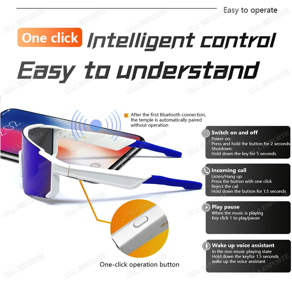 Cycling Outdoor Sports Bluetooth Call Smart Sunglasses  UV400 Polarized Mountain Bike Glasses Driving Fishing Motorcycle Goggles