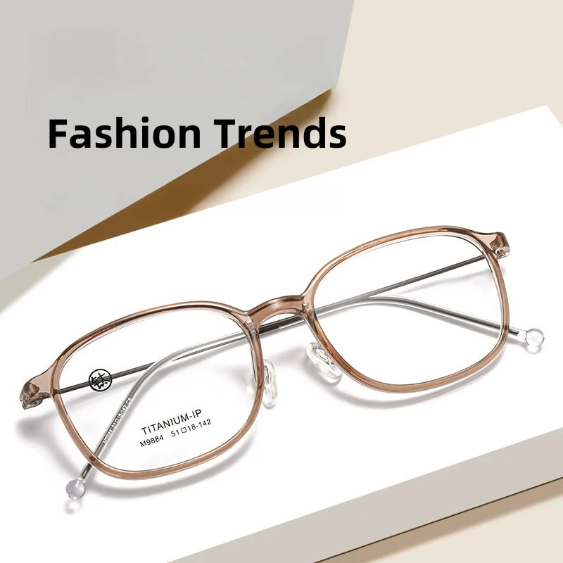 FIRADA 2025 Fashionable Comfortable Glasses Retro Ultra Light Titanium Optical Prescription Eyeglasses Frames For Women 9884-C