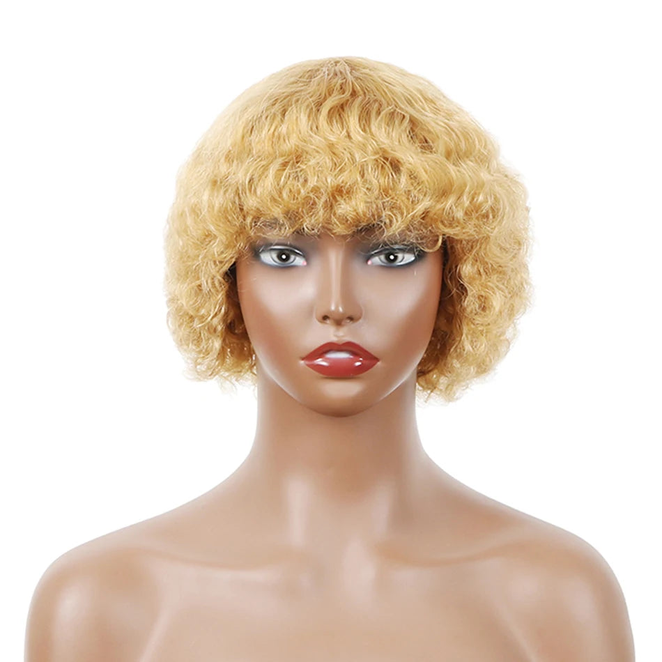 Afro Kinky Curly Human Hair Wig With Bangs Brazilian Hair Human Natural Afro Wig 180% Density Human Hair Wigs For Women On Sale