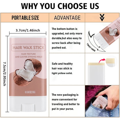 Hair Wax Stick 15g Non-Greasy Style Aloe Vera Sakura Flavored Anti-frizz Artifact Hair Long-lasting Style for Wig Edge Control