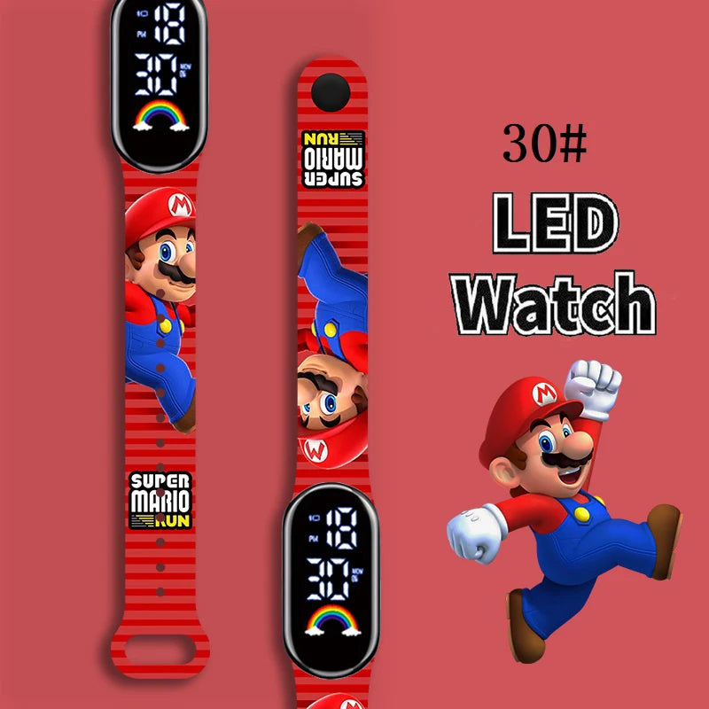 Mario Bros Children's Watches Action Figures Luigi Princess Peach Yoshi Bowser kids Sport Wristband Waterproof Digital Watch