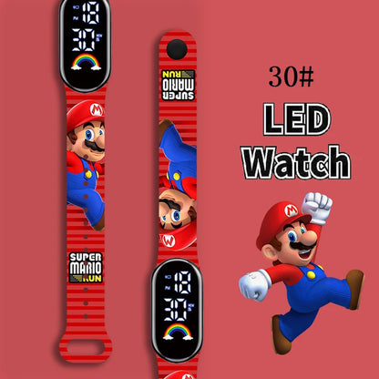 Mario Bros Children's Watches Action Figures Luigi Princess Peach Yoshi Bowser kids Sport Wristband Waterproof Digital Watch
