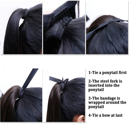 14 Inch Wavy Long Curly Hair Strap-type Pear Flower Curly Wig Ponytail Female Synthetic Fluffy Natural Shopping Commuting Wear