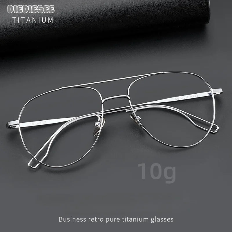 DIEDESEE Ultra Light Titanium Frame Anti blue Light Men's Eyeglass Frame Retro Large Face Optical Prescription Eyeglass Frame