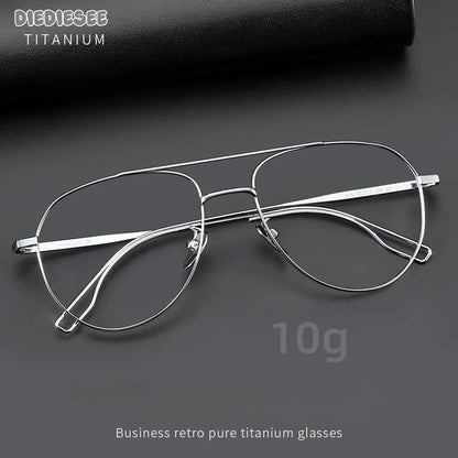 DIEDESEE Ultra Light Titanium Frame Anti blue Light Men's Eyeglass Frame Retro Large Face Optical Prescription Eyeglass Frame
