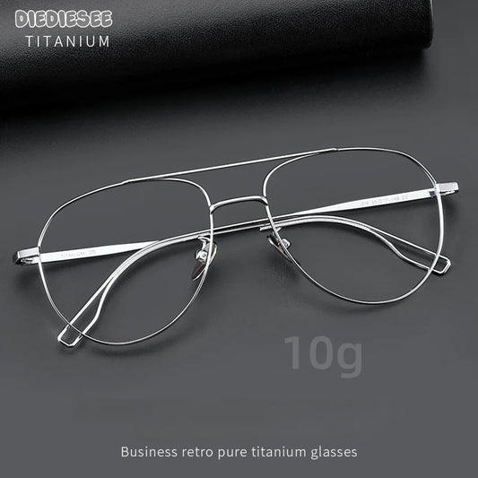 DIEDESEE Ultra Light Titanium Frame Anti blue Light Men's Eyeglass Frame Retro Large Face Optical Prescription Eyeglass Frame