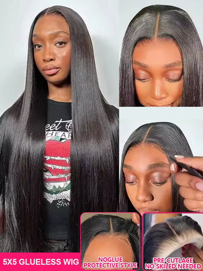 230 Density 30 40 Inch Bone Straight 13x6 HD Lace Frontal Wigs Preplucked 13x4  Lace Front Human Hair Wig Glueless 5x5 Closure