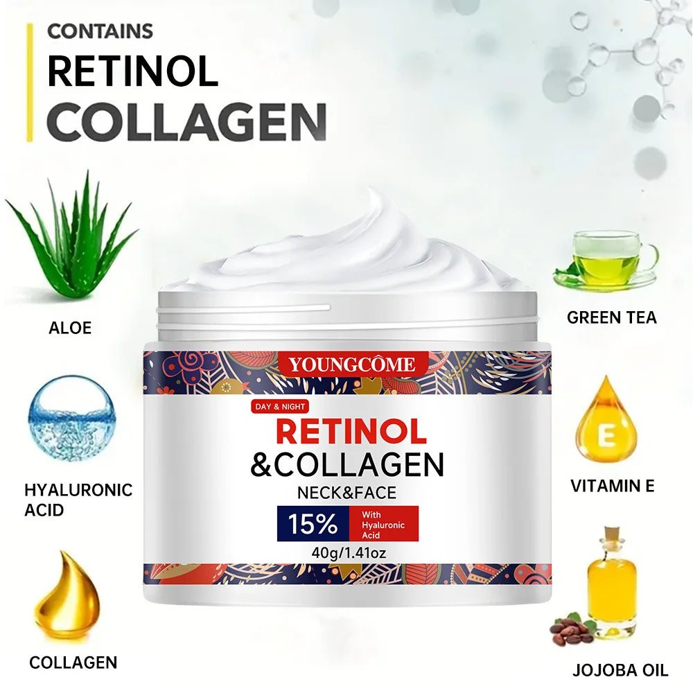 Collagen Retinol HyaluronicAcid Facial Cream Anti Aging Firming Lifting Fade Fine Lines Whitening Moisturizing Brightening Skin